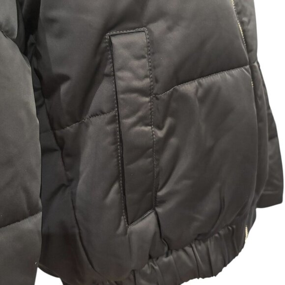 A&F Ultra Puffer Bomber Jacket Faux Fur Black Zip Women’s XS - Picture 5 of 8
